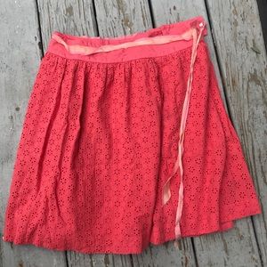 Coral Eyelet Skirt